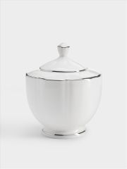 Сахарница, 10,5 см, 250 мл, фарфор F, белая, с серебристым кантом, Lotus silver