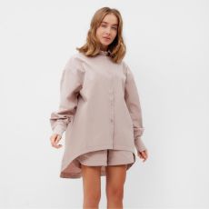 Комплект женский (рубашка, шорты) MINAKU: Oversize, серо-розовый, размер 48