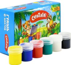 Гуашь 20 мл 6 цв. ассорти набор баночек Creativiki