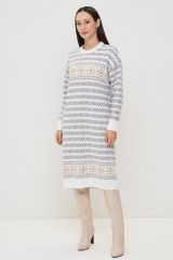 9242-92043-501/397/5200785 Платье NEWVAY Белый/теплый серо-коричневый/латте