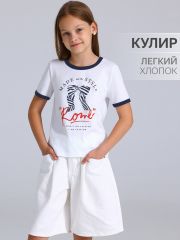 544657 Апрель Футболка белый+темно-синий