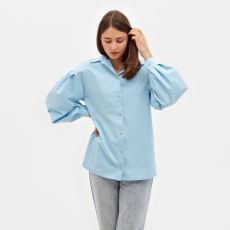 Рубашка женская с объёмными рукавами MINAKU: Casual Collection, размер 44, голубой