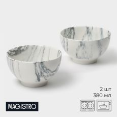 Салатники Magistro Real Marble, 380 мл, 11.6×6.5 см, набор 2 шт., фарфор, белые