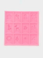 Молд для заливки новогодний «Новогодние флажки», силикон, 13.5×13.5×0.8 см, розовый