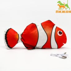 Игрушка для кошек «Рыба-клоун» с двигающимся хвостом и с USB-зарядкой, 28 см