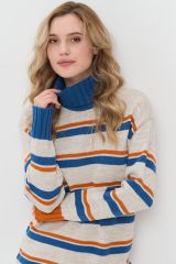 7242-40301-60010/3600588/1800445 Свитер NEWVAY Св.бежевый/деним/абрикосовый пунш