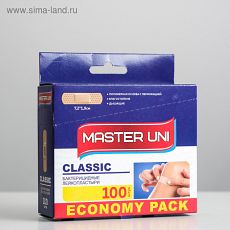4638066 MASTER UNI Classic Лейкопластырь бактерицидный на полимерной основе 72 х 19 мм, 100 шт