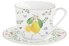 Пара чайная, 1 перс, 2 пр, 370 мл, фарфор P, белая, Цветы и лимоны, Fleurs et Citrons, 62847