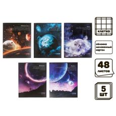 Комплект тетрадей из 5 штук, 48 листов в клетку Calligrata 