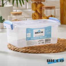 Контейнер пищевой RICCO, 4,5 л, 32×20×12 см, прямоугольный, цвет прозрачный, голубой 9083071