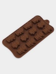 Форма для шоколада Доляна «Роботы», силикон, 21×11×1.5 см, 12 ячеек, коричневая