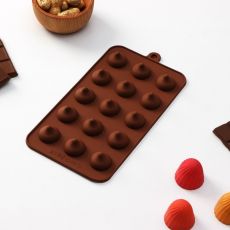 Форма для конфет и шоколада Доляна «Трюфель», силикон, 20.5×10.5 см, 15 ячеек (d=2.2 см), коричневая