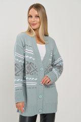 9242-91045-4301005/501/6400173 Кардиган NEWVAY Тополь серебристый/белый/титаниум