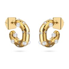 Серьги Просекко (Майорка, кристаллы SW белые; покрытие золото), Есть комплект