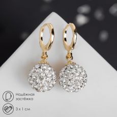 Серьги со стразами «Шамбала» сияние, цвет белый в золоте 4706683