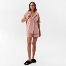 Пижама женская (рубашка, шорты) KAFTAN Plushy, размер 44-46, розовая