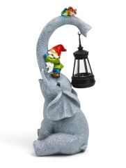 Садовая фигура из полистоуна «Слоник с гномами», 27×10×12 см, с подсветкой