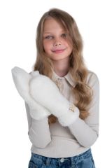 Варежки детские меховые ваниль