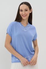 9241-94077-392665/001 Джемпер NEWVAY Королевский голубой/белый