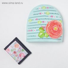 1563099 Детский набор Collorista "Цветок" шапка р-р 54, 100% хб, кошелек 9,5х12 см текстиль