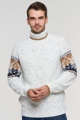 9232-99018-12913/8200048/5300616 Свитер NEWVAY Вечерний иней/Т.джинс/Карамельный кофе