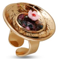 Кольцо (натуральные камни микс; покрытие: античное золото)