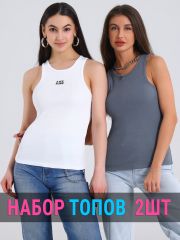 507953 Апрель Майка белый+темно-серый