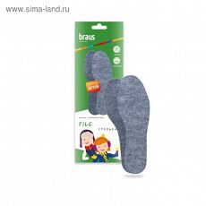 ТОВАР ПО ПРЕДЗАКАЗУ! ЦЕНА ЗА 2 ПАРЫ! 4504548 Стельки осенне-зимние Braus Filc Comfort Kids, детские, размер 19-35