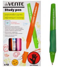 ЦЕНА ЗА 12 ШТ! Ручка обучающая для правши deVENTE Study Pen, узел 0.7 мм, каучуковый держатель, чернила синие на масляной основе 5082323