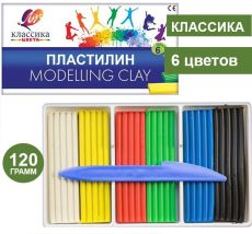 Пластилин Луч КЛАССИКА 6 цветов 120 г ассорти, со стеком