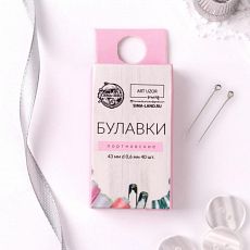 ЦЕНА ЗА 6 ШТ! 5076215 Булавки портновские, 43 мм, d = 0,6 мм, 40 шт, цвет серебряный