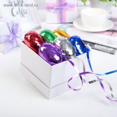 1477168 Лента упаковочная глянцевая, ассорти, набор 6 шт., 0,5 см х 10 м