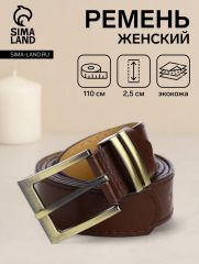 Ремень женский с винтом, 110×2.5 см, пряжка металл, золотистая, коричневый