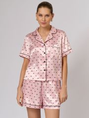 OmD 0320D PINK LOVE Пижама принт. жен.(Рубашка укороченная +шорты), PL Omsa Пижама Cipria/Multicolour (Мультиколор)
