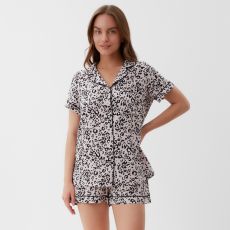 Пижама женская (рубашка, шорты) KAFTAN Leo, размер 40-42, розовая