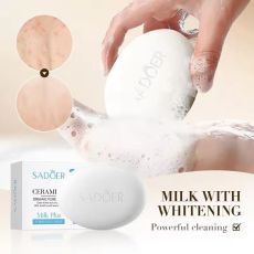 SADOER Отбеливающее мыло для лица и тела с молочным протеином Organic Pure Milk, 100г Арт.: 2846 Отбеливающее мыло с молочным протеином помогает бороться с свободными радикалами, предупреждая первые п