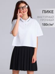 552118 Апрель Поло белый+темно-синий