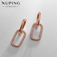 Серьги со стразами XUPING леди, белые в розовом золоте
