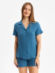 Комплект домашний женский (рубашка, шорты) KAFTAN Basic размер 44-46, синий