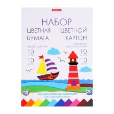 9560879 Набор для детского творчества А4, 20 листов, 10 цветов, ErichKrause, бумага + картон