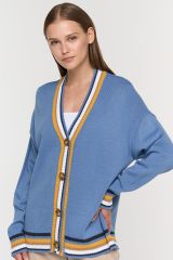 9242-91039-3400591/893/501/5300521/1600300 Кардиган NEWVAY Зимнее утро/т.джинс/белый/ристретто/шафран