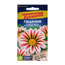 Семена цветов Гацания Новый день «Розовая полоса», ц/п, для балкона, веранды, цветника, однолетник, низкорослая, ц/п, 5 шт