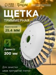 Щетка триммерная ТУНДРА, 200×25.4 мм, для зачистки швов тротуарной плитки