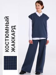 552163 Апрель Костюм гусиная лапка черный+ярко-синий