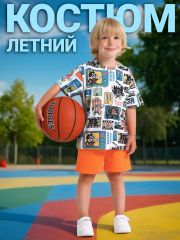 544659 Апрель Комплект комиксы ретро на белом+оранжевый