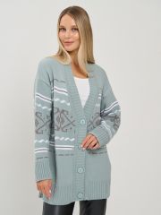 Кардиган женский 9242-91045 тополь серебристый/белый/титаниум NEWVAY
