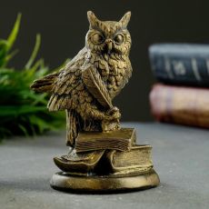 Фигурка гипс «Филин на книгах», состаренное золото, 11×7×7 см