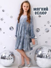 473637 Апрель Платье серо-голубой