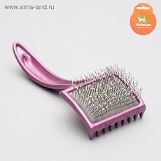 4582423 Пуходёрка большая мягкая с каплями, основание 68х48 мм, увеличенное количество зубцов, микс