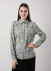 494809 CLEVER Блузка зелёный/т.серый